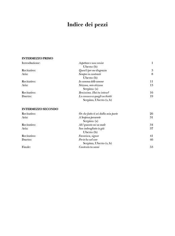 La serva padrona - Vocal Score